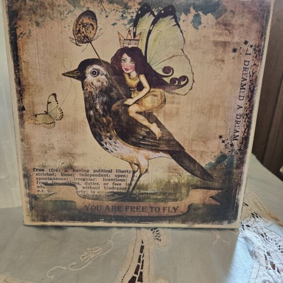 Whimsical Fairy and Bird Art Print by The Land Of Elsewhere Made in the USA-TIA - Picture 2 of 5